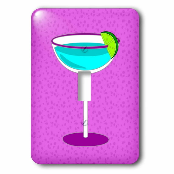 3dRose, Bright Blue Margarita in Glass with Lime - Purple Background, single toggle switch