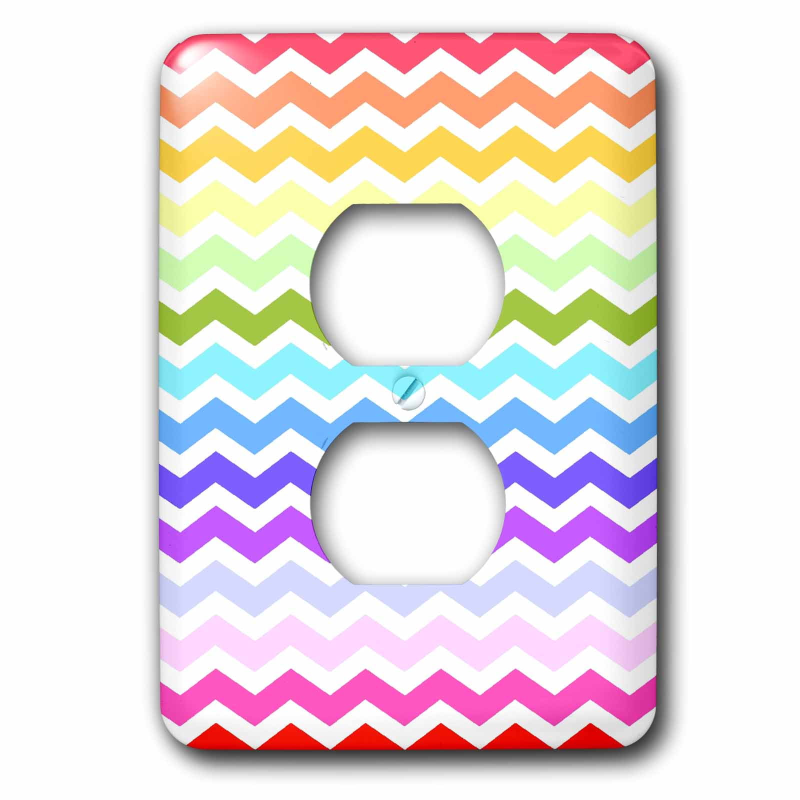 3dRose, Bright Colorful Rainbow Chevron Zig Zag Stripes aka Multicolored, 2 plug outlet cover