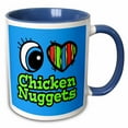 thumbnail image 1 of 3drose, Bright Eye Heart I Love Chicken Nuggets, 11oz Two-tone Blue Mug, 1 of 6