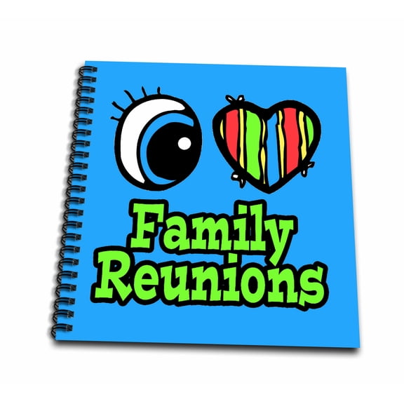 3dRose, Bright Eye Heart I Love Family Reunions, Memory Book 12 x 12 inch
