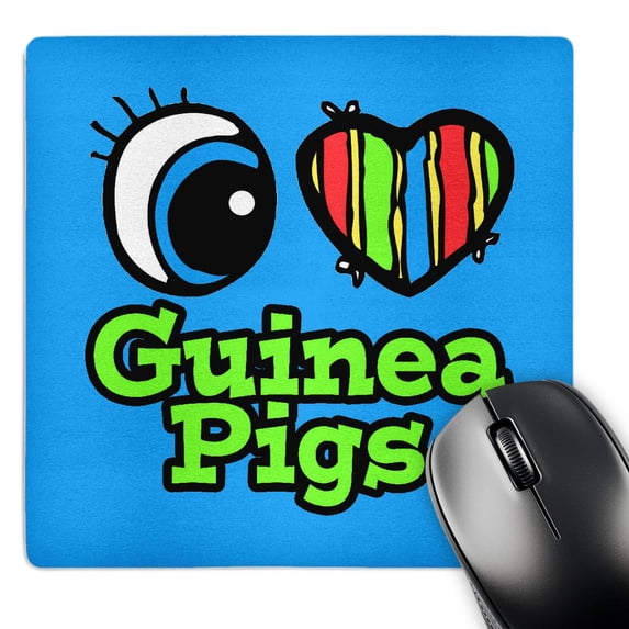 3dRose, Bright Eye Heart I Love Guinea Pigs, MousePad