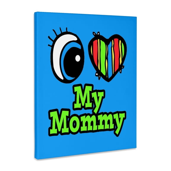 3dRose, Bright Eye Heart I Love My Mommy, Museum Grade Canvas Wrap 11x14