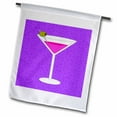 thumbnail image 1 of 3dRose, Bright Pink Martini in Glass with Olive - Purple Background, 12 x 18 inch Garden Flag, 1 of 1