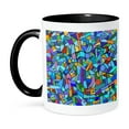 thumbnail image 1 of 3dRose, Bright Vibrant and Colorful Blue Gaudi inspired mosaic pattern - stain glass like - multicolored, 15oz Two-Tone Black Mug, 1 of 7