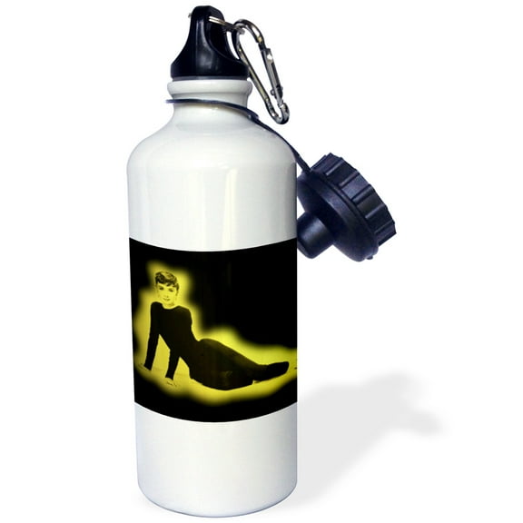3dRose, British actress. Screen legend. Black and yellow background., Flip Straw 21oz Water Bottle