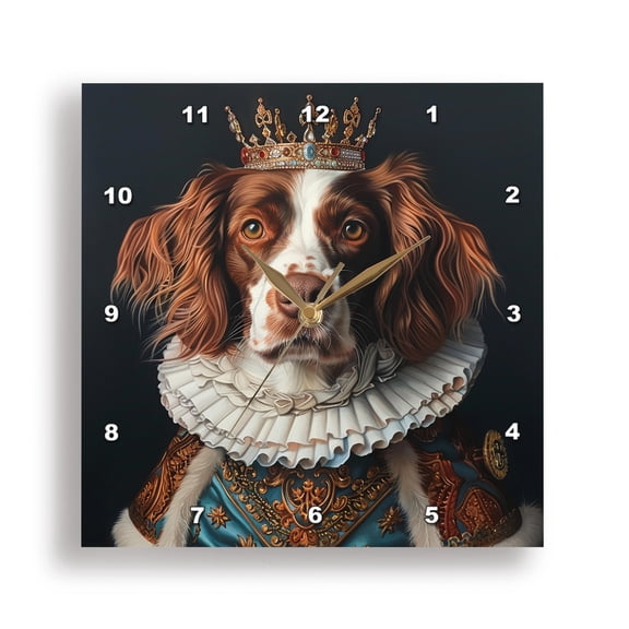 3dRose, Brittany Royal Portrait Canine Majesty, 15x15 Wall Clock