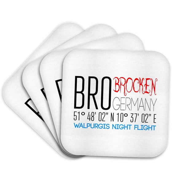 3drose, Brocken Mountain Codes. Walpurgis Night Flight Funny Aviation Gift, Set of 4 Coasters - Soft