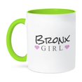 thumbnail image 1 of 3dRose, Bronx Girl - home town city pride - USA United States of America - text and cute girly pink hearts, 11oz Two-Tone Green Mug, 1 of 7