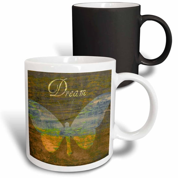 3drose, Bronze Dream Butterfly- Inspirational Words- Art, 11oz Magic Transforming Mug