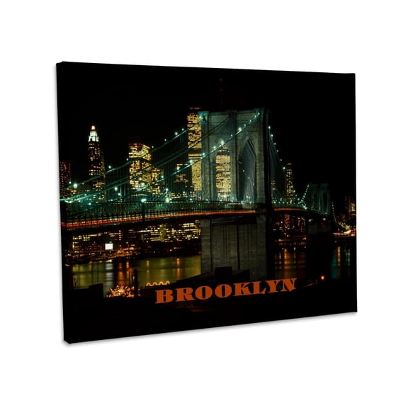 3dRose, Brooklyn Bridge At Night, Museum Grade Canvas Wrap 14x11