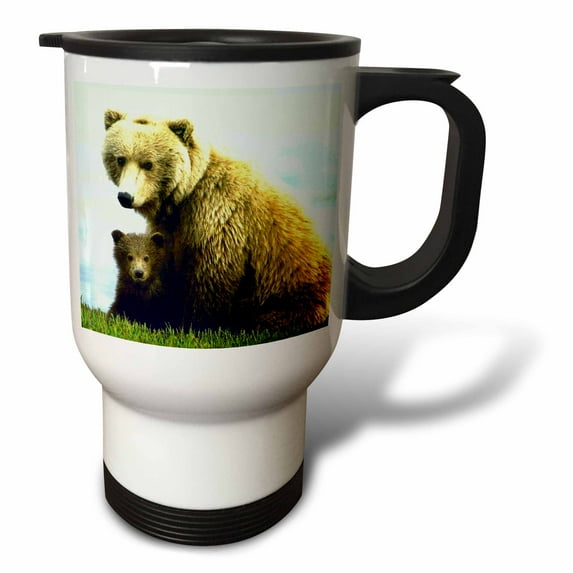3dRose, Brown Bear, 14oz Stainless Steel Travel Mug