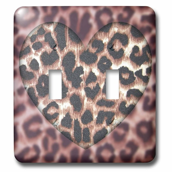 3dRose, Brown Leopard Print Heart Animal Print Trendy Fashion, double toggle switch