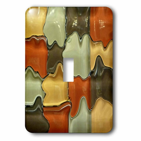 3dRose, Brown Orange Yellow Green Glass Abstract, single toggle switch