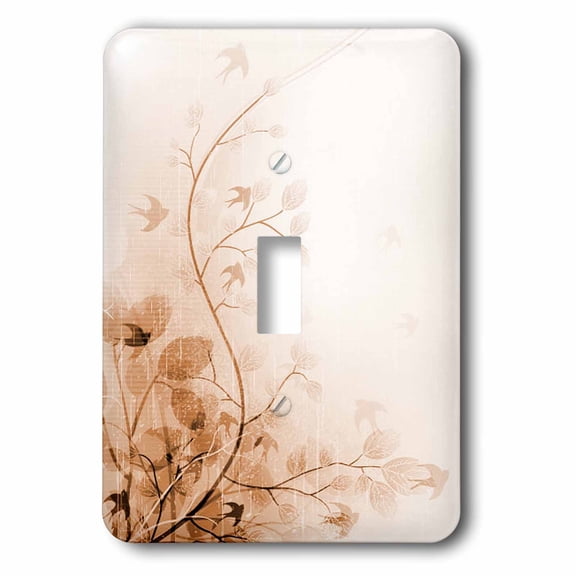 3dRose, Brown Stems Of Leaves With Birds, single toggle switch