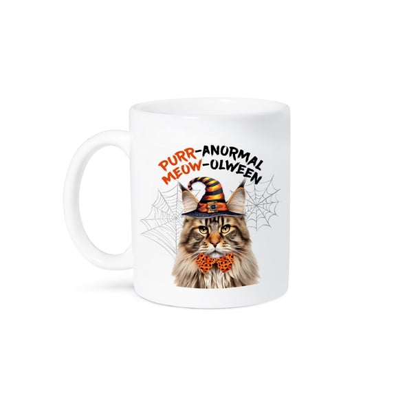 3dRose, Brown Tabby Maine Coon Halloween Wizard Cat, 11oz Mug