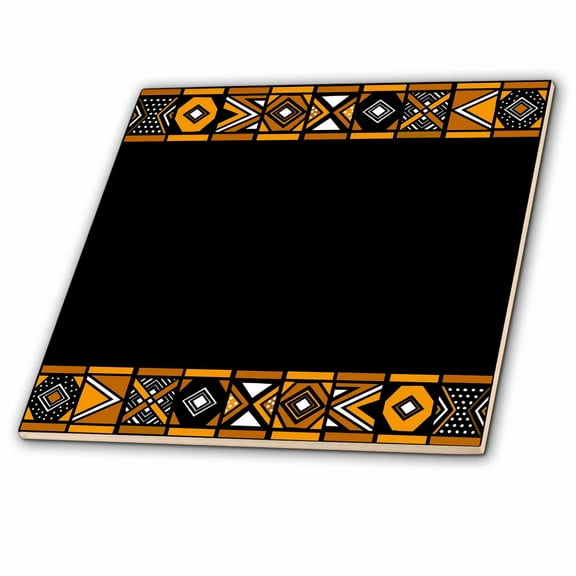 3dRose, Brown and Black African Pattern - Art of Africa Inspired by Zulu Beadwork Geometric designs, 6 Inch Ceramic Tile