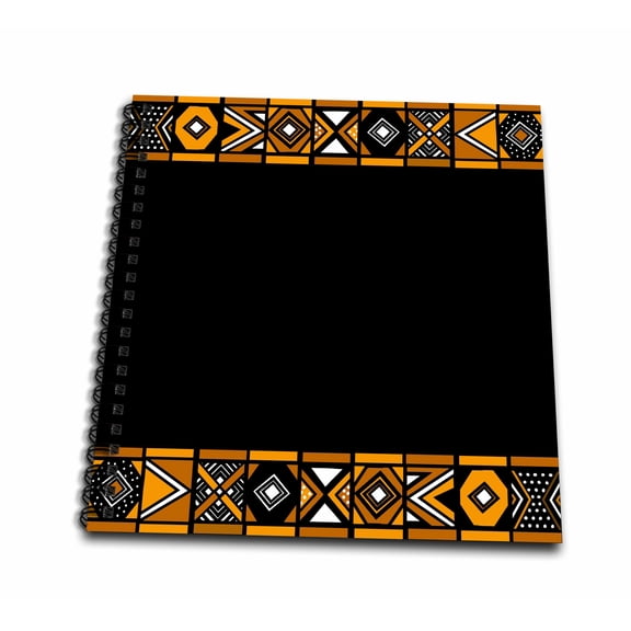3dRose, Brown and Black African Pattern - Art of Africa Inspired by Zulu Beadwork Geometric designs, Drawing Book 8 x 8 inch