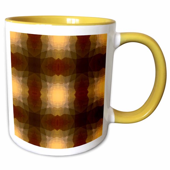 3drose, Brown, Red, and Yellow Abstract., 15oz Two-tone Yellow Mug