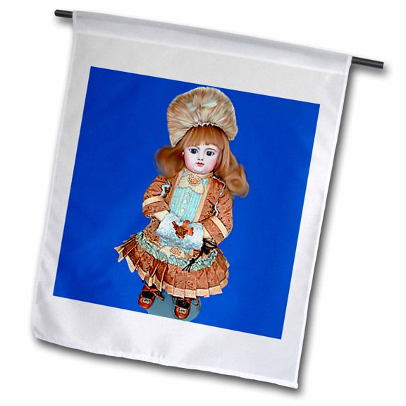 3dRose, Bru Antique Doll, 12 x 18 inch Garden Flag
