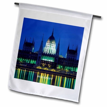 3dRose, Budapest Hungary At Nite, 12 x 18 inch Garden Flag