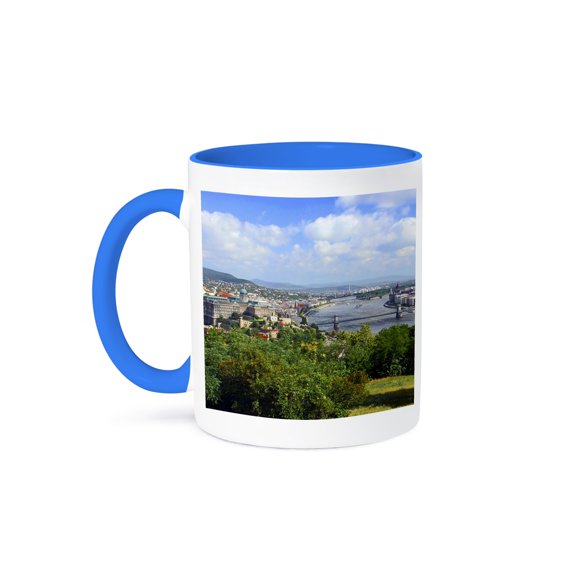3dRose, Budapest, Hungary, Danube River, Bada and Pest - EU13 MGL0044 - Miva Stock, 15oz Two-Tone Blue Mug