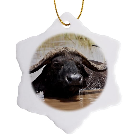 3drose, Buffalo Wildlife, Lake Nakuru National Park, Kenya - Af21 Aje0830 - Adam Jones, 3 inch Snowflake Porcelain Ornament