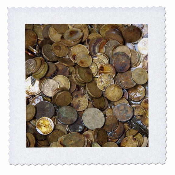 3dRose, Bulgaria, Money, Stotinki coin - EU05 CMI0087 - Cindy Miller Hopkins, 8x8 inch quilt square