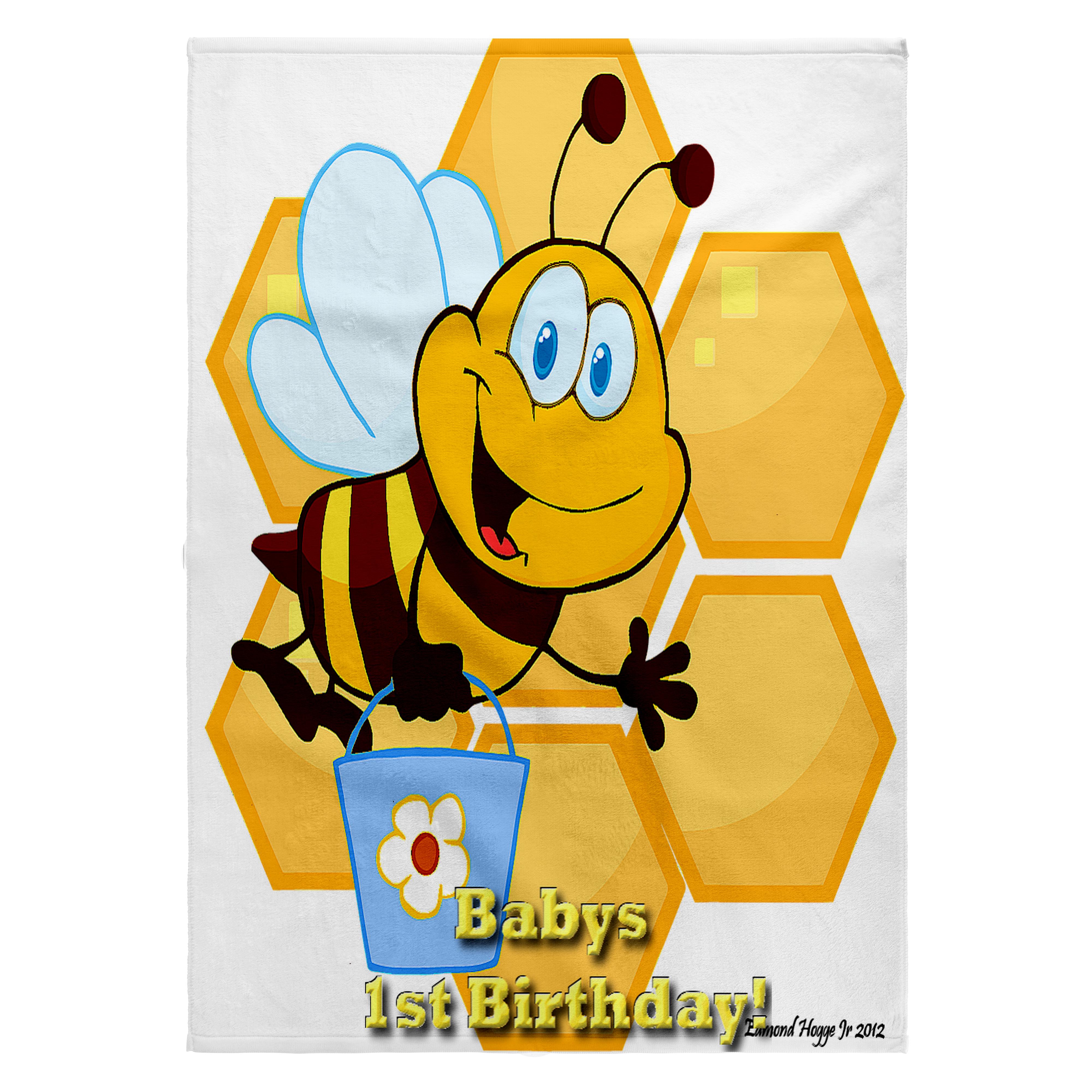 3dRose, Bumble Bee Babys 1st Birthday, 22x30 Bath Hand Pool Towel