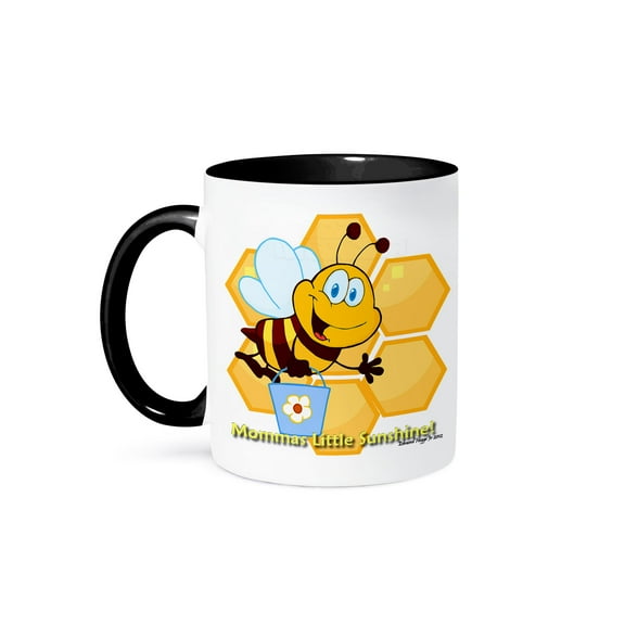 3dRose, Bumble Bee Mommas Little Sunshine, 11oz Two-Tone Black Mug