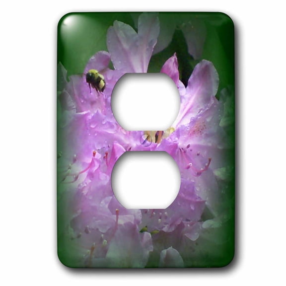 3dRose, Bumble Bee On Purple Rhododendron Flowers, 2 plug outlet cover