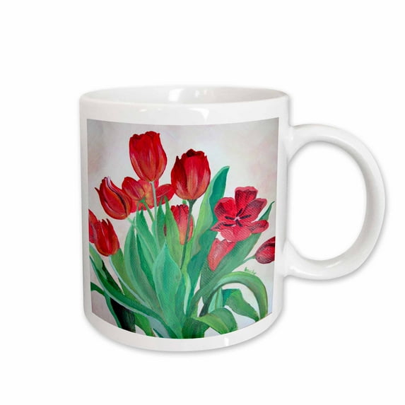 3drose, Bunch of Red Tulips - Bunch of Flowers, Bunch of Tulips, Bouquet of Flowers, Bouquet of Tulips, 15oz Mug
