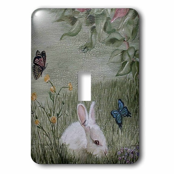 3dRose, Bunny Rabbit in Grass with Butterflies Flying nearby, single toggle switch