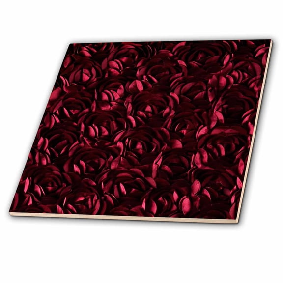 3dRose, Burgundy Satin Roses, 12 Inch Ceramic Tile