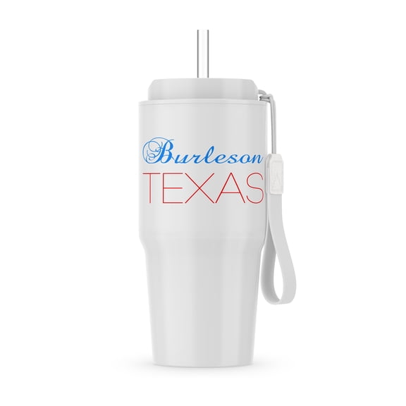 Burleson, Texas, Red, Blue Text. Patriotic Home Town Design, 20oz Tumbler