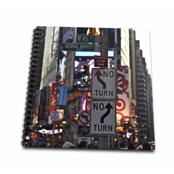 3dRose, Busy life in Times Square Neon lights, ads and theater district 2, Drawing Book 8 x 8 inch