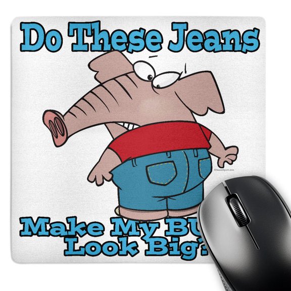 3dRose, Butt Look Big Elephant in Jeans Cartoon, Mouse Pad