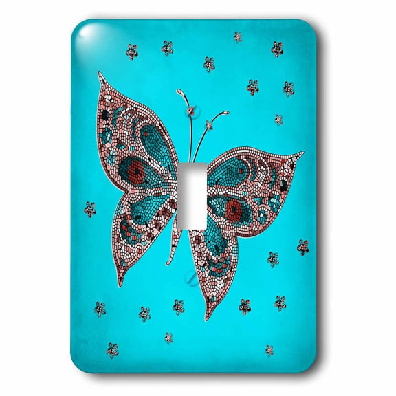 3dRose, Butterfly Decorated With Mosaic, single toggle switch