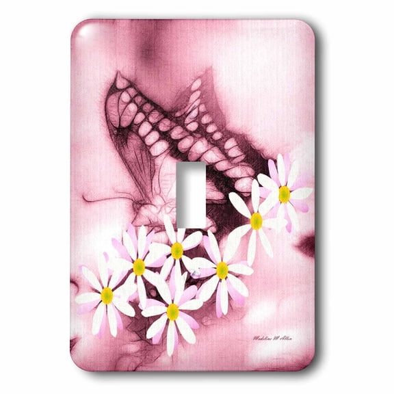 3dRose, Butterfly flowers pink, single toggle switch