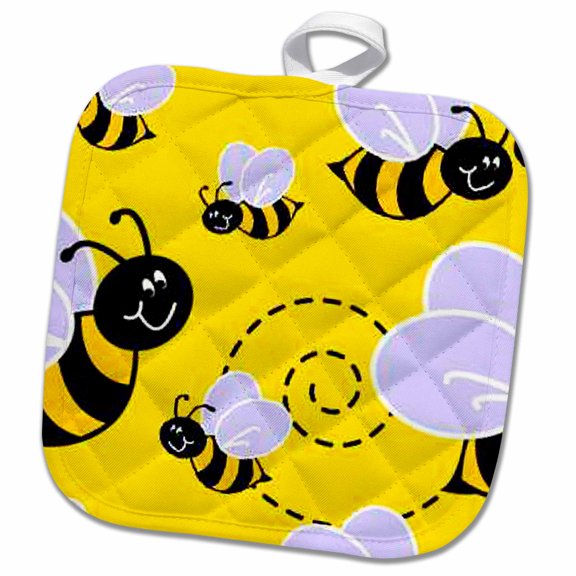 3dRose, Buzzy Bee Pattern, 8x8 Potholder