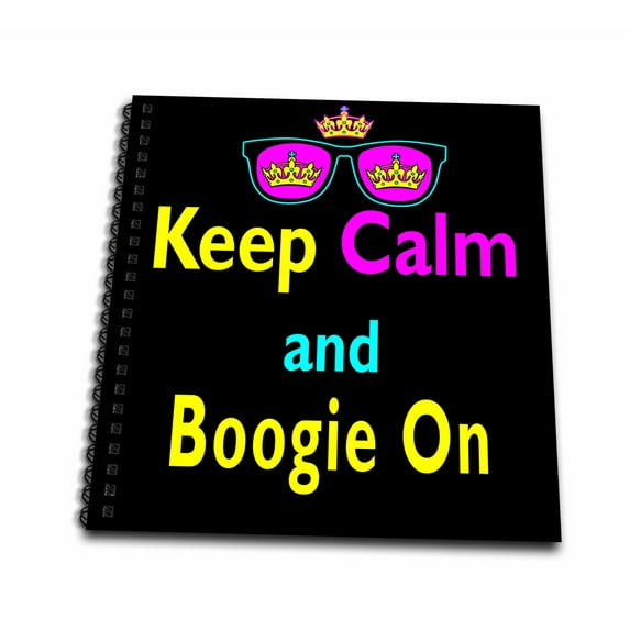 3dRose, CMYK Keep Calm Parody Hipster Crown And Sunglasses Keep Calm And Boogie On, Mini Notepad 4 x 4 inch