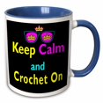 thumbnail image 1 of 3drose, Cmyk Keep Calm Parody Hipster Crown and Sunglasses Keep Calm and Crochet On, 11oz Two-tone Blue Mug, 1 of 6