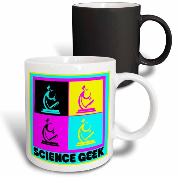 3drose, Cmyk Pop Art Microscope Science Geek Design Cartoon, 11oz Magic Transforming Mug