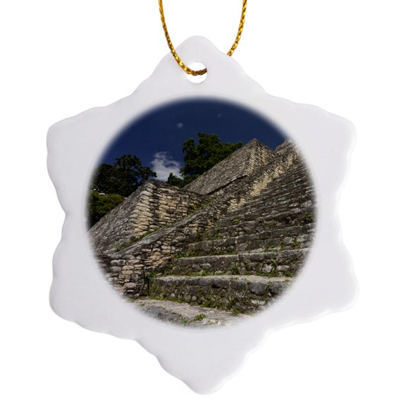 3drose, Caana Pyramid, Caracol Ancient Mayan Site, Belize - Sa02 Wsu0033 - William Sutton, 3 inch Snowflake Porcelain Ornament