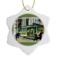thumbnail image 1 of 3drose, Cable Car on Turn Table at Powell and Market Streets, San Francisco, California, 3 inch Snowflake Porcelain Ornament, 1 of 7