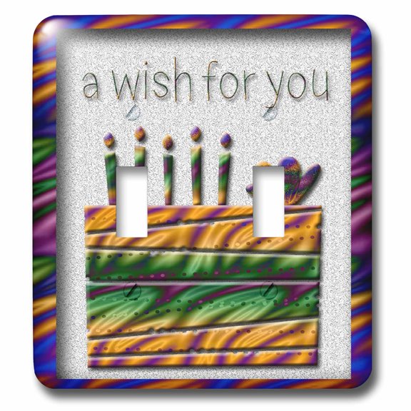 3dRose, Cake with Candles, A Wish for You, double toggle switch