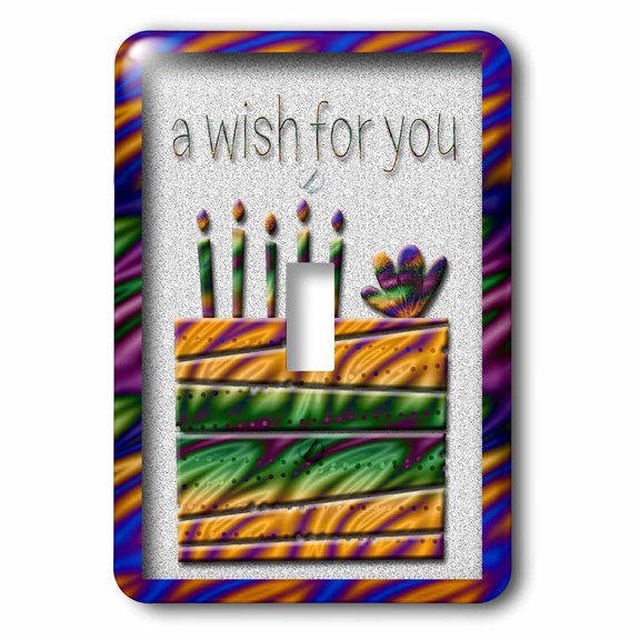 3dRose, Cake with Candles, A Wish for You, single toggle switch