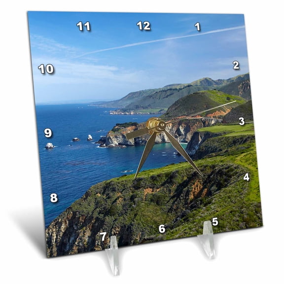 3dRose, California, Big Sur, Coastline along Pacific Coast Highway., 6x6 Desk Clock