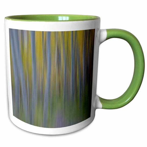 3drose, California, June Lake. Aspens in Fall Golden Color, Blur Motion, 11oz Two-tone Green Mug