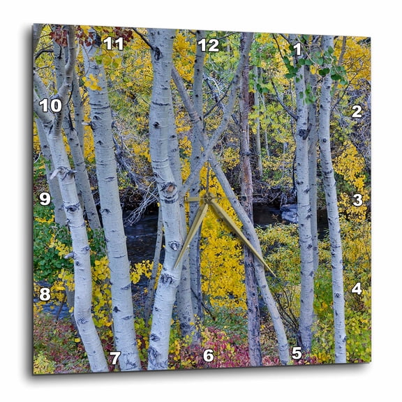 3drose, California, June Lake. Aspens in Fall Color, 15x15 Wall Clock