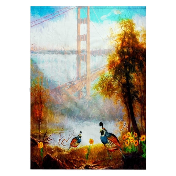 3dRose, California Quail with Poppies and Golden Gate Bridge State Theme, 22x30 Bath Hand Pool Towel